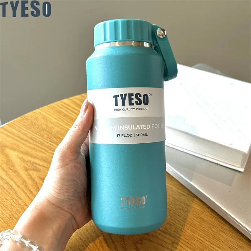 TYESO Large Capacity Insulated Water Bottle – Portable Handle Sport Travel Mug 💧✨