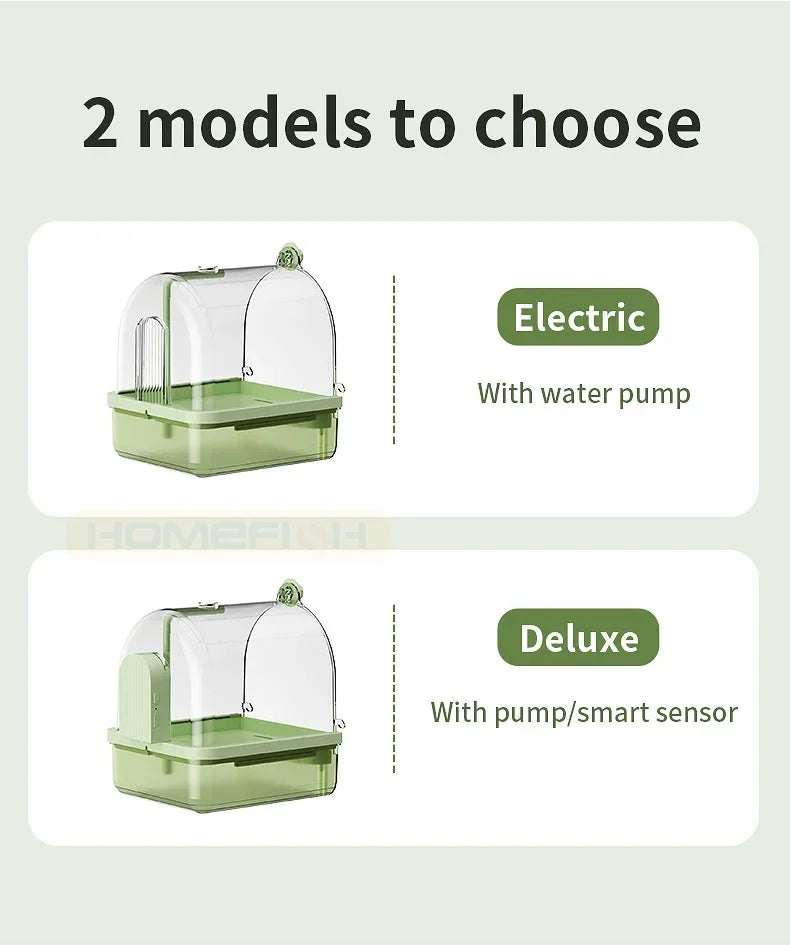 🐦💦 Clear Hanging Bird Bath with Automatic Water Circulation | Space-Saving Bird Shower 🚿 | Easy-Clean Bird Cage Accessory