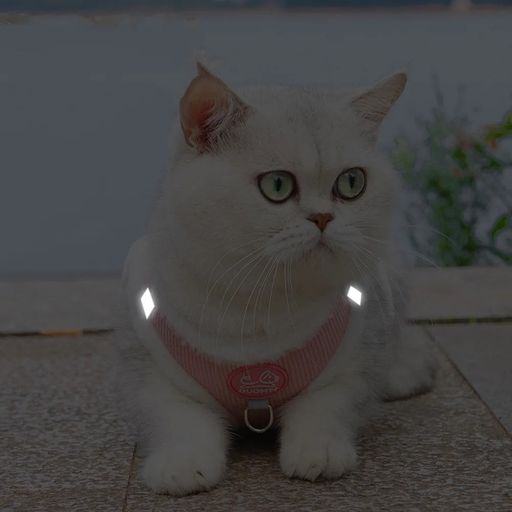 ❄️🐾 Rabbit Fur Winter Cat & Dog Harness with Leash – Reflective Adjustable Set