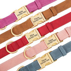 PU Leather Dog Collar with Free Custom Engraved Nameplate, Adjustable Anti‑Lost Buckle Collar for All Dog Sizes
