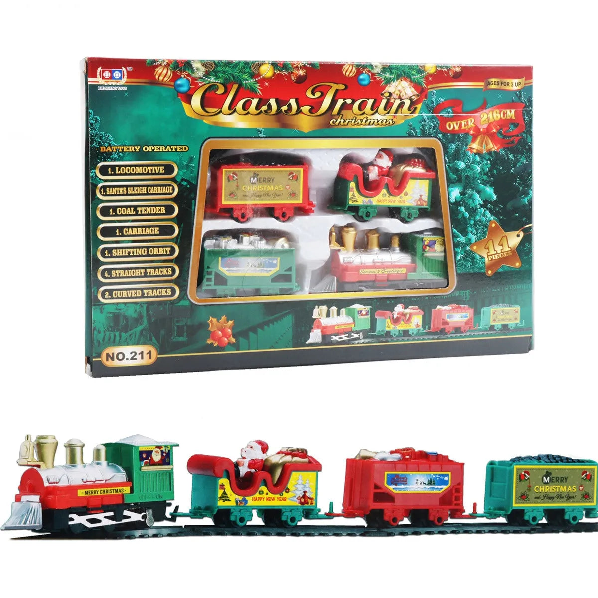 Electric Christmas Train Toy Set with Light Sound Train Track Railway Educational Toys for Kids Party Xmas Gifts