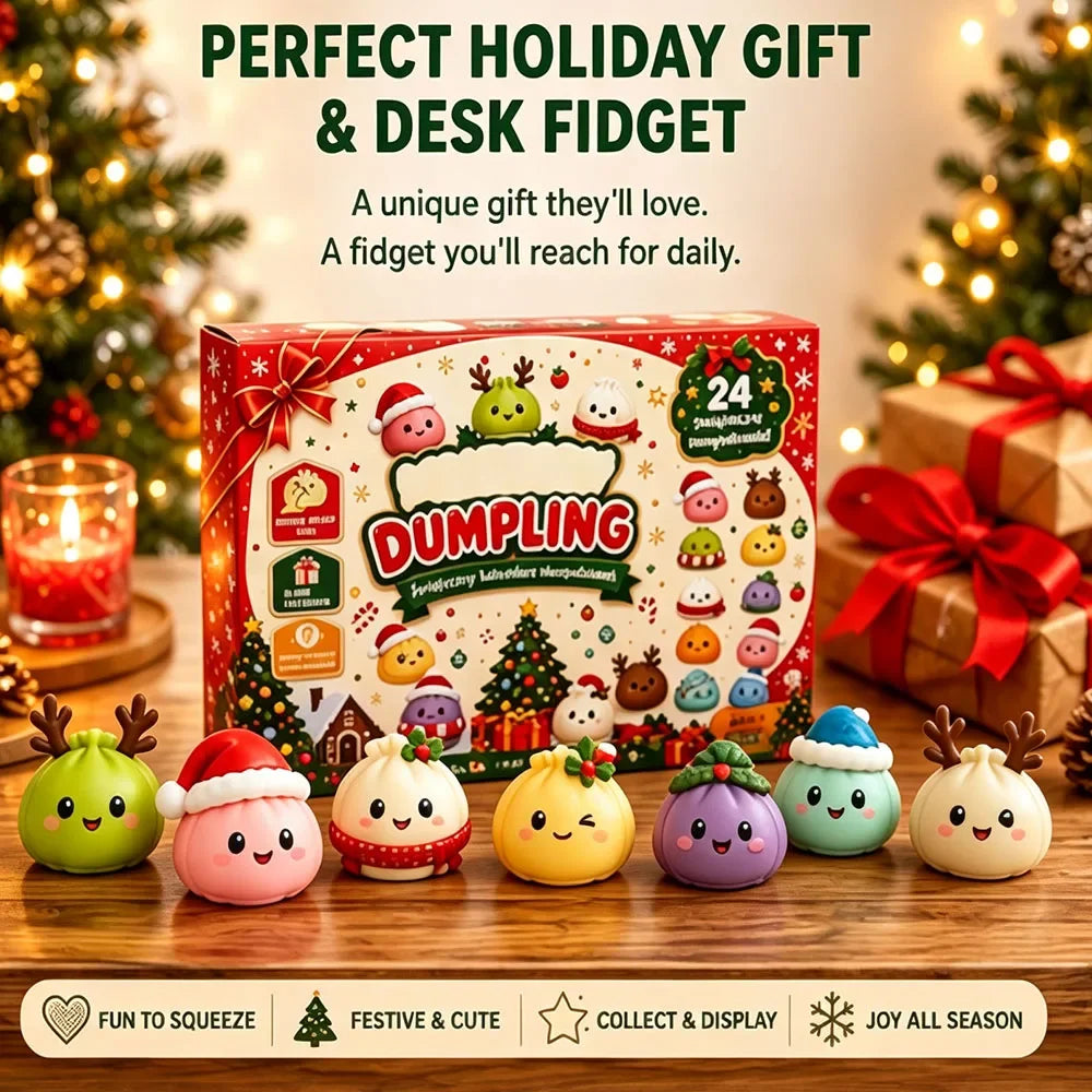 Christmas Advent Calendar – 24-Piece Dumpling Squishy Fidget Toy Set