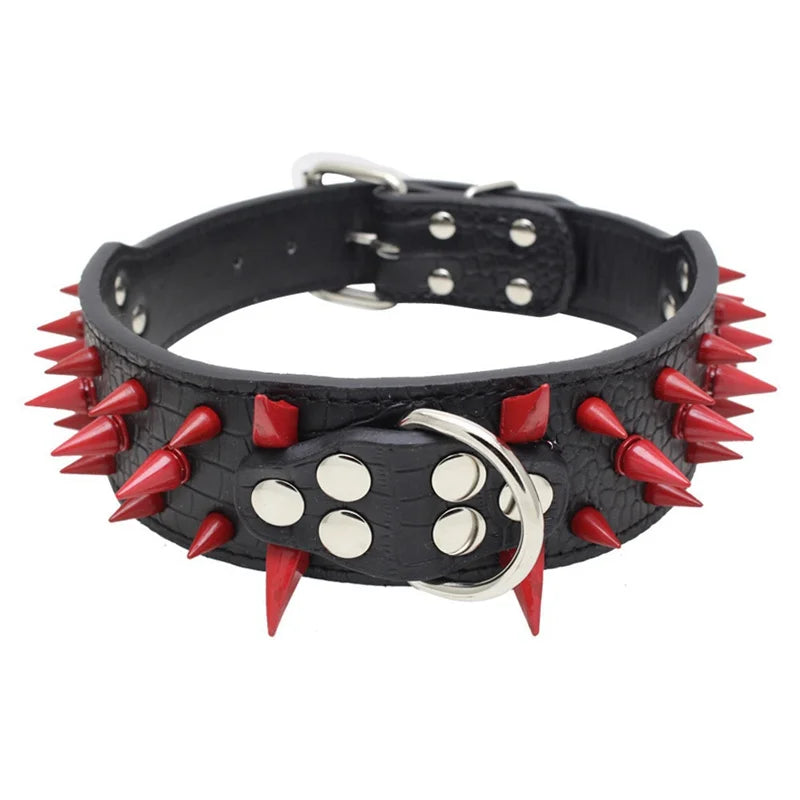 Spiked Dog Collar 🦴 Anti-Bite PU Leather Rivet Collar for Large Dogs