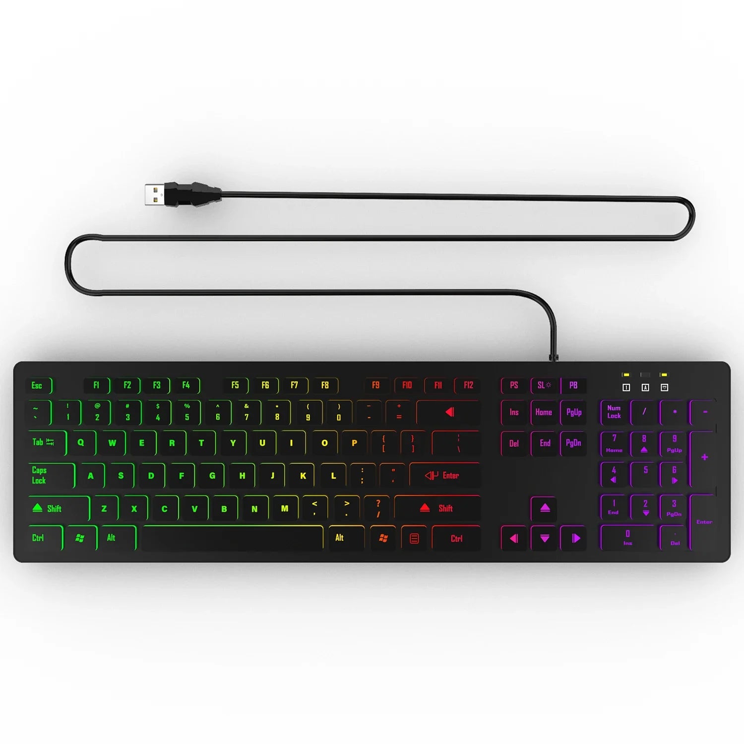 RGB Backlit Wired Gaming Keyboard – Mute USB Keyboard for Office & Home