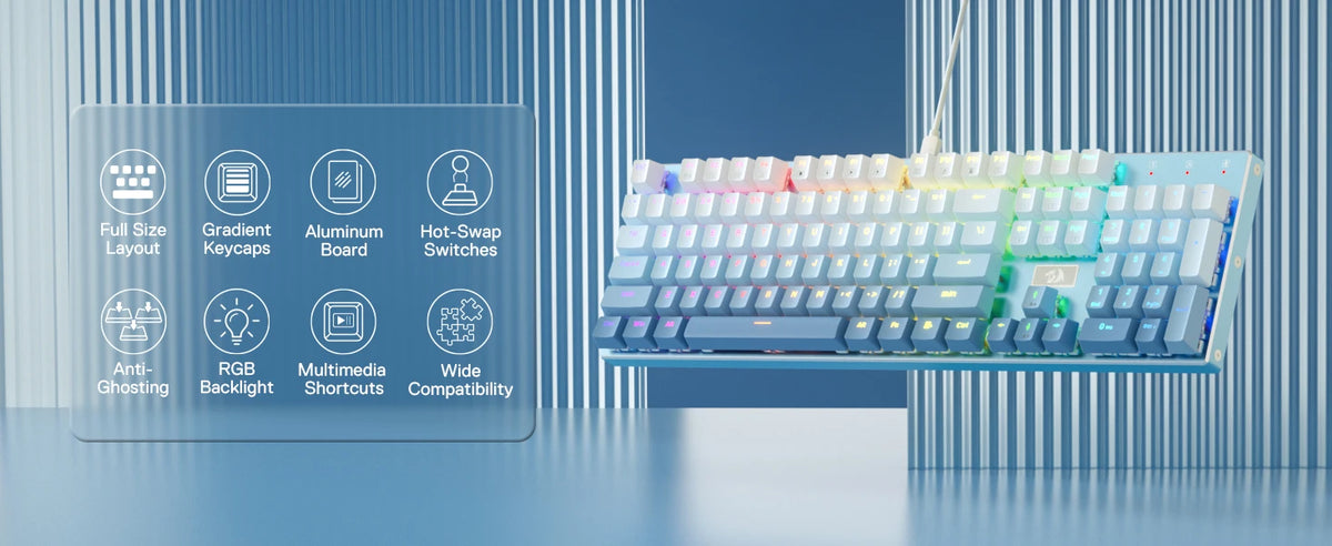 🔥⌨️ Redragon K556 SE RGB Wired Mechanical Gaming Keyboard – 104 Keys