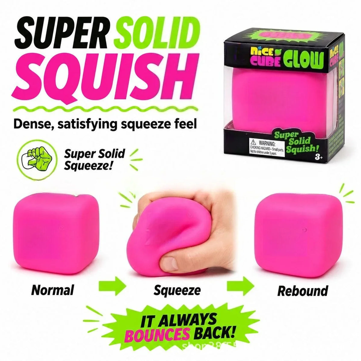 Glow Cube Squishy Toy – Slow-Rebound Ice Cube Sensory Fidget