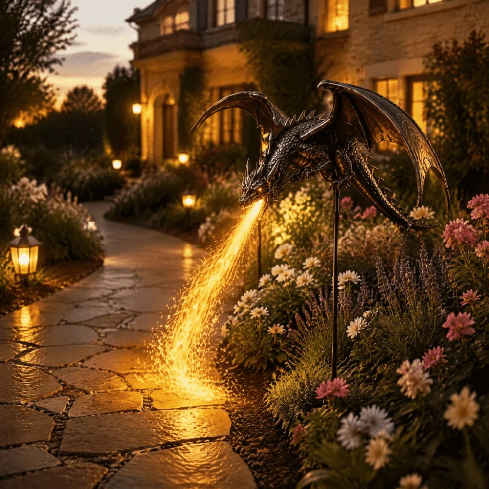 Solar Dragon Fire Garden Light – Waterproof Resin Landscape Décor