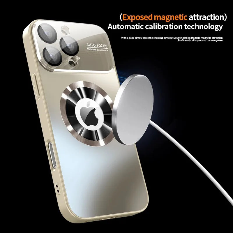 Titanium Metallic Matte MagSafe Case with Glass Camera Protection for iPhone