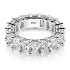 ANZIW 925 Sterling Silver Radiant Cut Full Eternity Ring | 6x4mm Sona Simulated Diamond Band | Luxury 5A Zircon Jewelry for Women