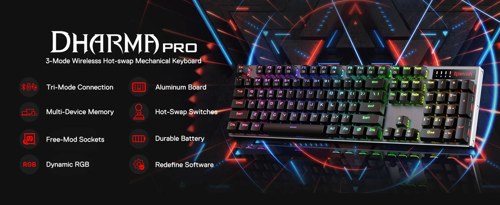 🔥⌨️ Redragon K556 PRO Wireless RGB Mechanical Keyboard – Tri-Mode Hot-Swap