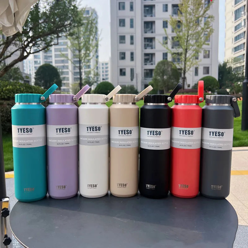 TYESO Large Capacity Insulated Water Bottle – Portable Handle Sport Travel Mug 💧✨