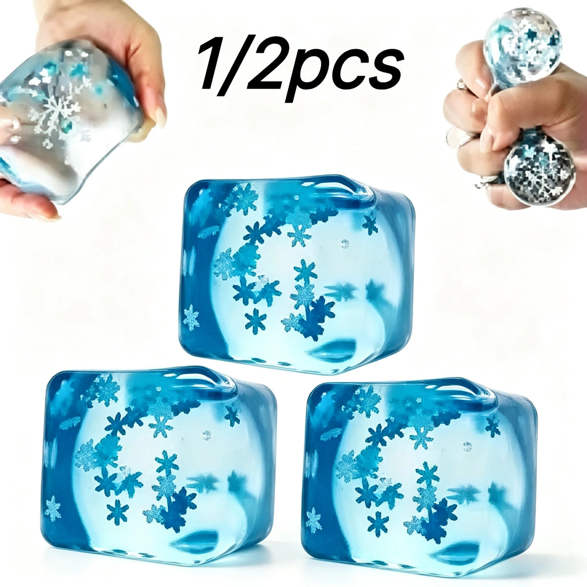 Snowflake Ice Cube Squishy Toy – Slow-Rising Sensory Fidget