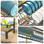 🍽️✨ Over-the-Sink Dish Drying Rack | Kitchen Storage Organizer with Utensil Holder, Sponge Holder & Hooks 🧽 | Space-Saving Sink Rack