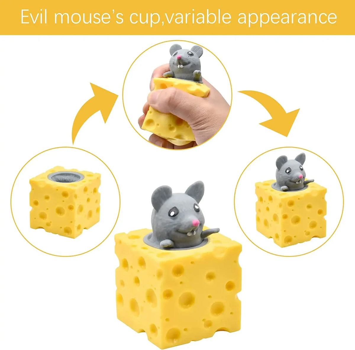Cheese Mouse Squishy Stress Ball – Cute Sensory Squeeze Fidget Toy