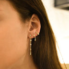 ✨💎 925 Silver Ear Needle Crystal Star Stud Earrings 💖 | Heart Chain Tassel Pendant Earrings for Women 👰 | Party & Wedding Jewelry Accessories 🌟