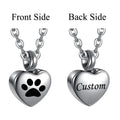 🖤🐾 Stainless Steel Small Heart Pet Paw Urn Necklace 💖 | Memorial Ashes Keepsake Pendant Charm for Pets 🌈