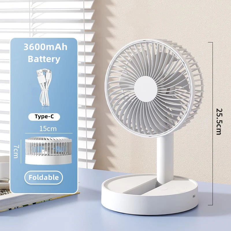 🌬️🔋 USB Foldable Mini Fan – 4 Speeds & Timer Table Fan