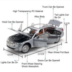 1:24 Miniature M4 / 760Li Alloy Diecast Toy Car with Sound, Light, Open Doors & Pull Back Action