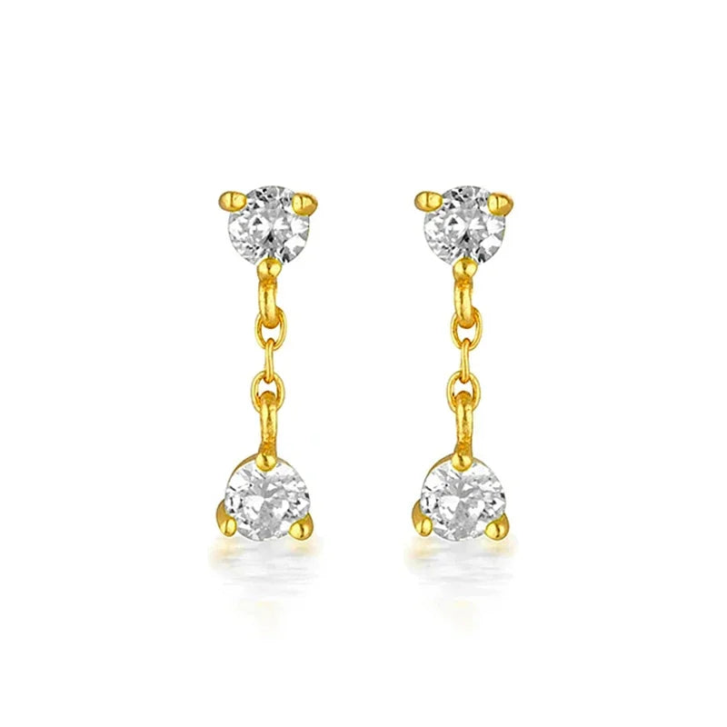 ✨💎 925 Silver Ear Needle Crystal Star Stud Earrings 💖 | Heart Chain Tassel Pendant Earrings for Women 👰 | Party & Wedding Jewelry Accessories 🌟