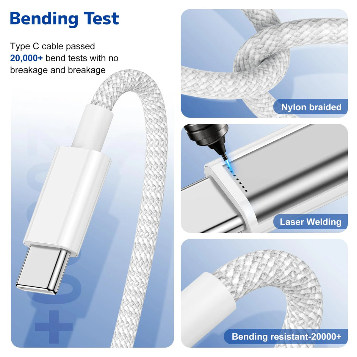40W PD Fast Charger USB-C to C Cable – For iPhone & Samsung