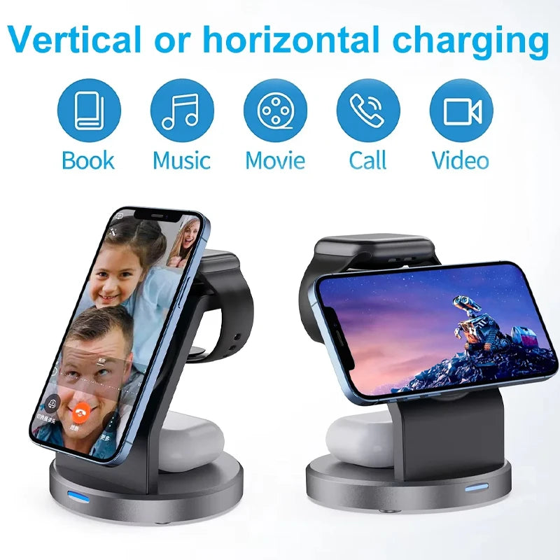 3-in-1 MagSafe Wireless Charger Stand – Fast Charging Station