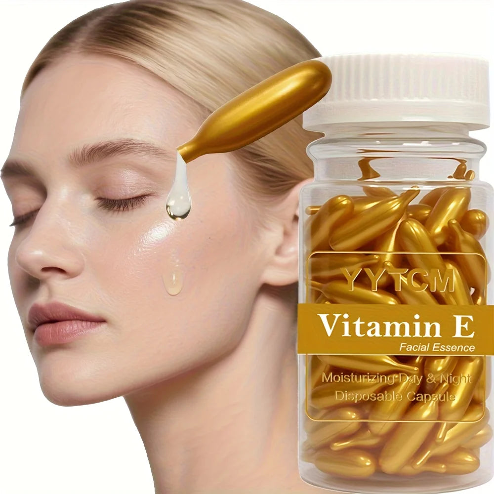 ✨💧 Vitamin E Serum Capsules – Hydrating & Moisturizing Single-Use Facial Essence (90 Capsules / Bottle)
