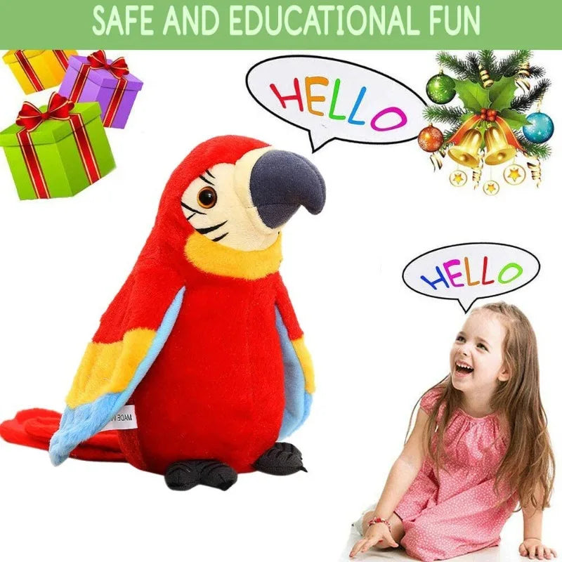 🦜💬 Talking Macaw Parrot Plush Toy – Voice Repeating Electronic Stuffed Bird with Animated Movement