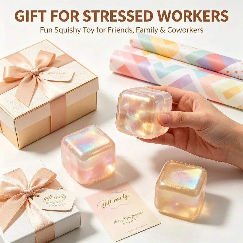 Christmas Glitter Ice Cube Squishy – Maltose Squeeze Fidget Toy