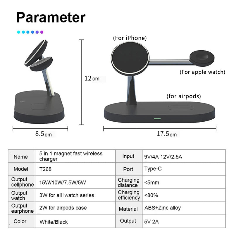 3-in-1 Wireless Charger Stand – Fast Charging for iPhone, Apple Watch & AirPods