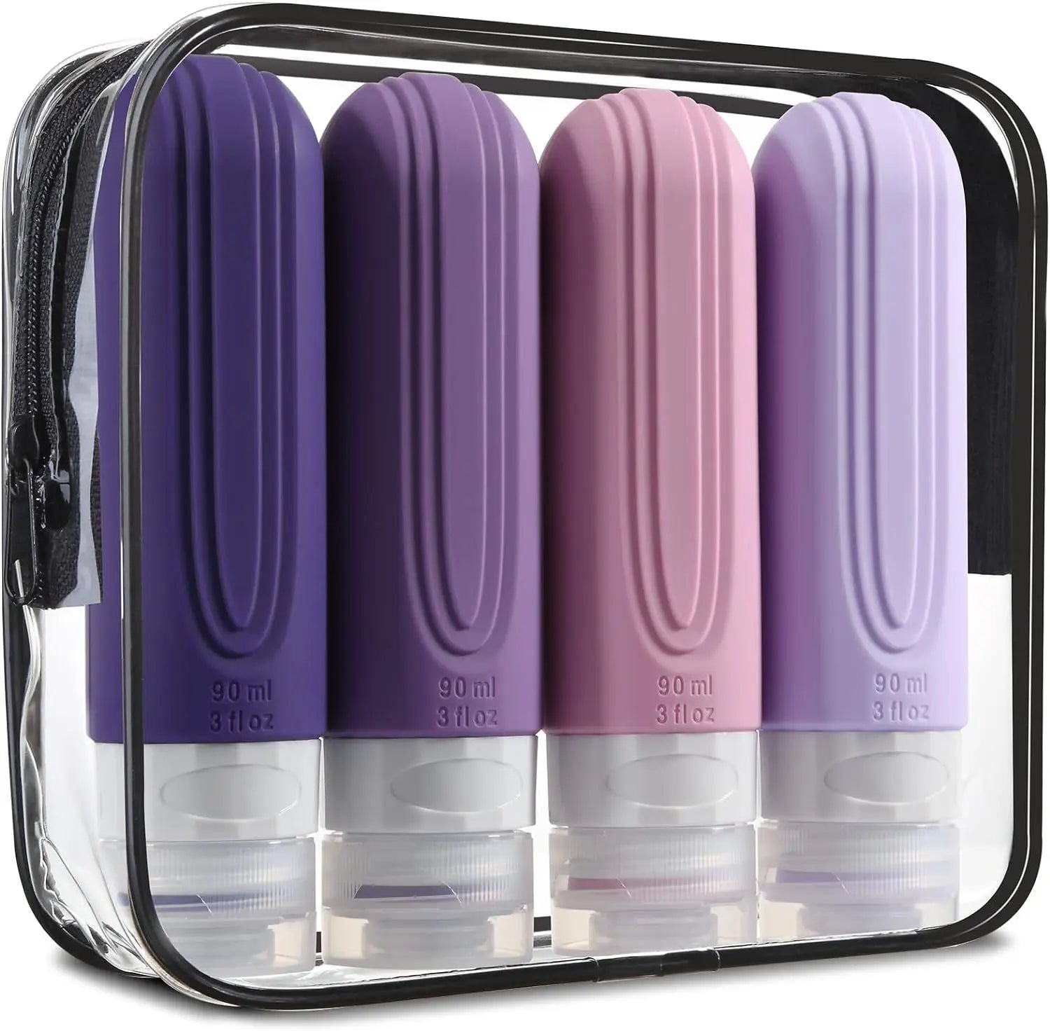 ✈️🧴 3oz Silicone Travel Cosmetic Bottles Set | Leakproof Refillable Shampoo, Lotion & Conditioner Containers (Multicolor)