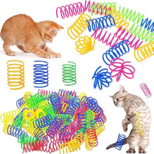 🌈🐾 Colorful Cat Spring Spiral Toys – 4/200PCS Set