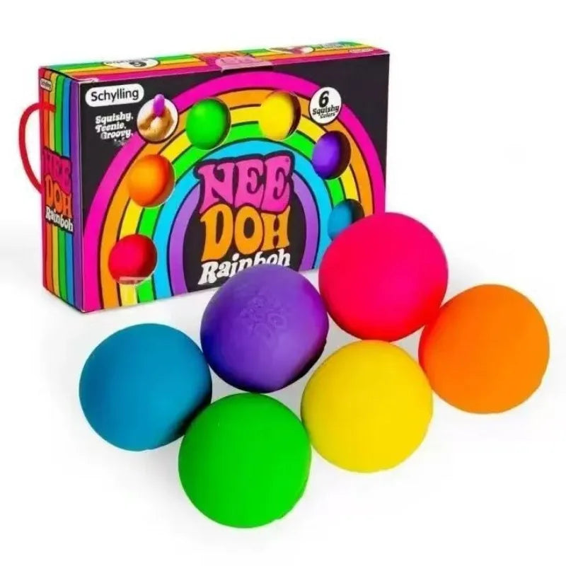 Teenie Nee Doh Rainbow Stress Balls – 6-Pack Soft Squishy Fidget Toys