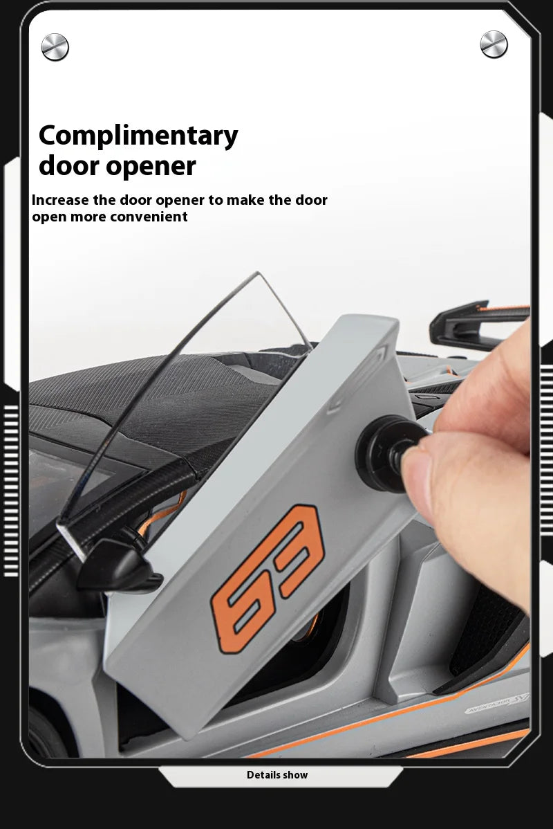 1:18 Scale SVJ63 Alloy Car Toy Model with Sound & Light Effects - Realistic Detail for Kids' Playtime & Collectors' Delight