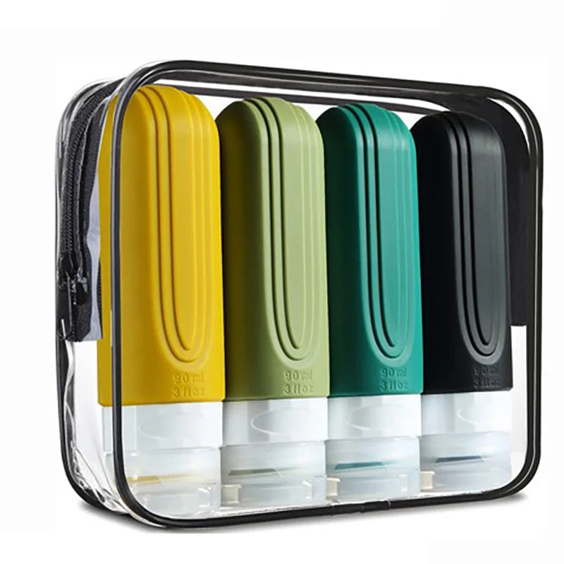 ✈️🧴 3oz Silicone Travel Cosmetic Bottles Set | Leakproof Refillable Shampoo, Lotion & Conditioner Containers (Multicolor)