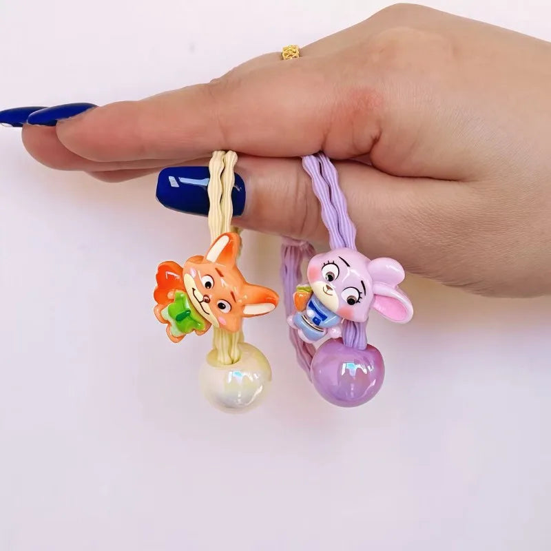 🐰🦊 Zootopia-Style Cartoon Anime 3D Plush Headband Set 🌈 | Cute Hair Accessories Rubber Bands & Hair Ties 🎀 | Colorful Gift for Girls