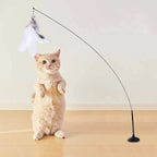 🐱🎀 Funny Fluffy Feather Cat Teaser Wand with Bell & Suction Cup