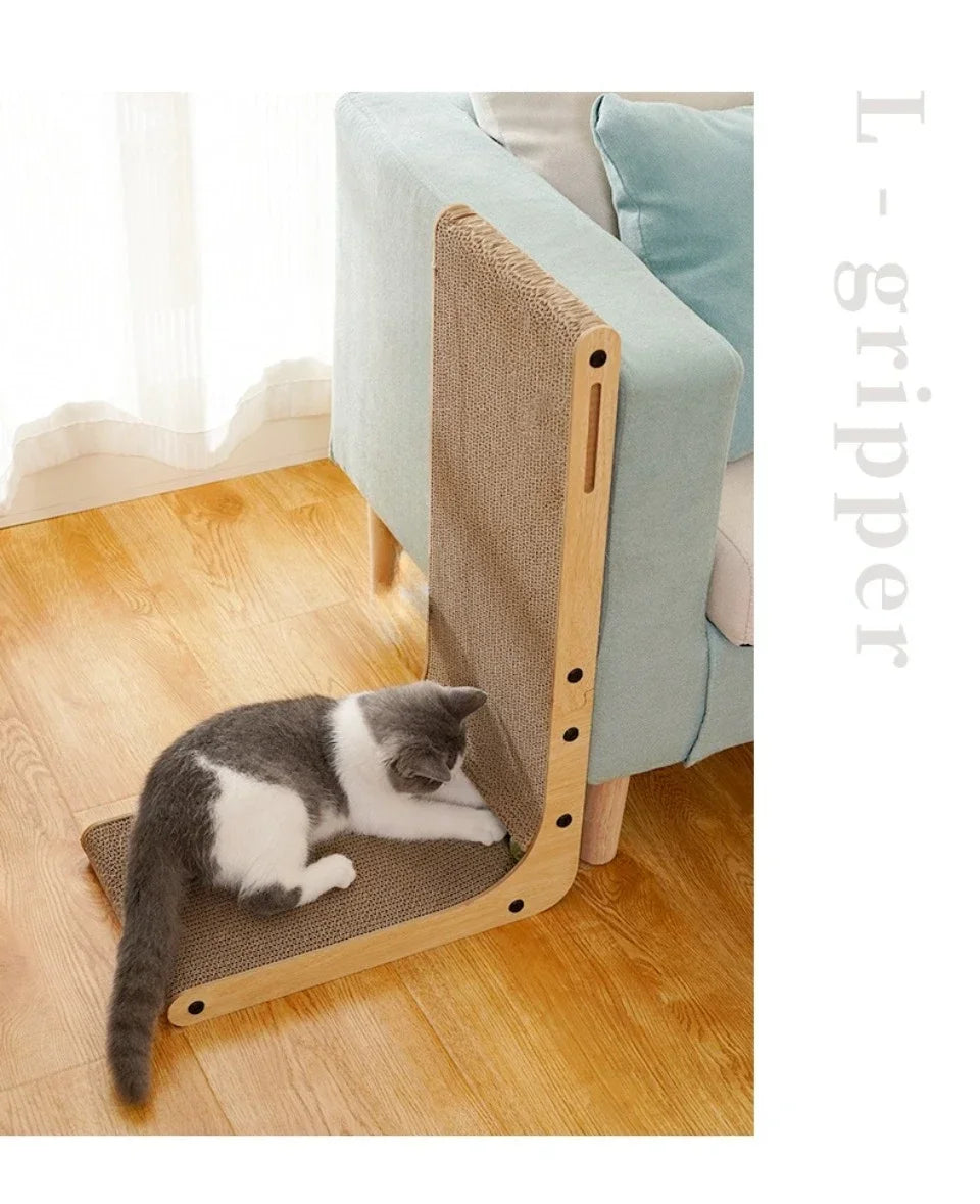 🐾📐 L-Shape Cardboard Cat Scratcher – Wear-Resistant Scratch Post