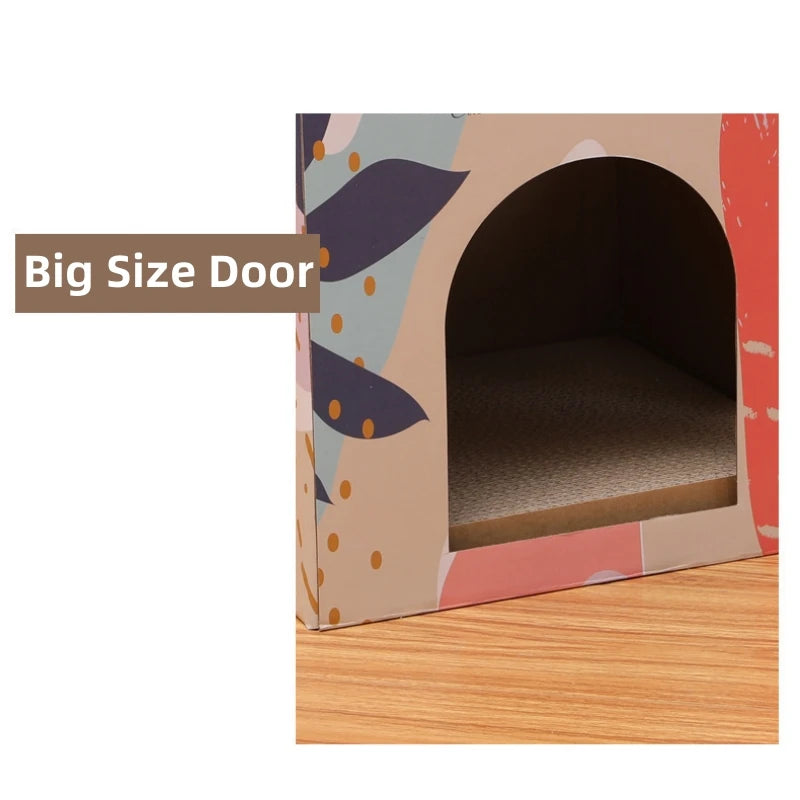Double-Layer Cat Scratching House – Indoor Corrugated Cardboard Cat Condo & Scratch Pad for Claw Grinding