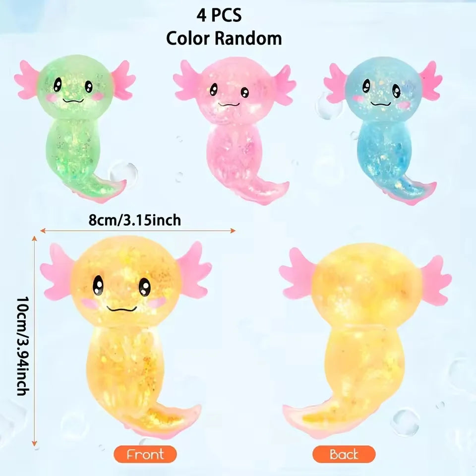 Colorful Axolotl Squishy Toys – Stretchy Sensory Squeeze Fidget Set