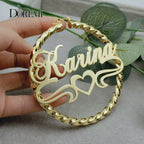 🐱✨ DOREMI Custom Name Cat Hoop Earrings 💖 |Big Stainless Steel Hoops 🔥 | Hip Hop Style Personalized Earrings for Women 🎁