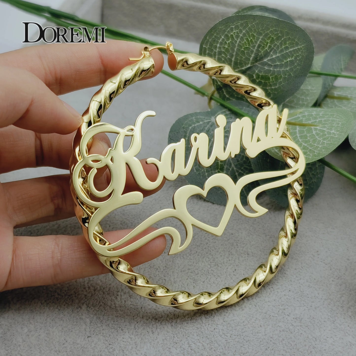 🐱✨ DOREMI Custom Name Cat Hoop Earrings 💖 |Big Stainless Steel Hoops 🔥 | Hip Hop Style Personalized Earrings for Women 🎁