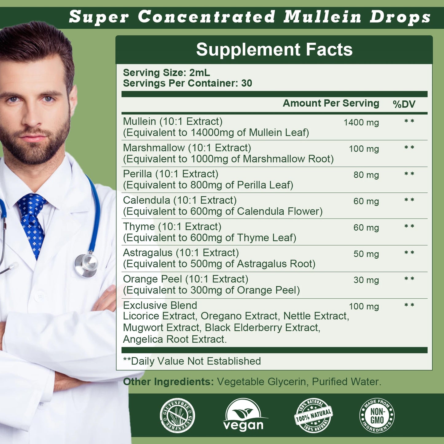 🌿 Mullein Leaf Extract Drops 2 Fl Oz | Lung & Respiratory Support 💨 | Immune & Detox Wellness 💪🌱 | Pure Herbal Liquid Supplement