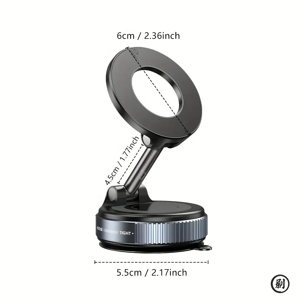 🧲🚗 Strong Magnetic Foldable Car Phone Holder – 360° Vacuum Mount