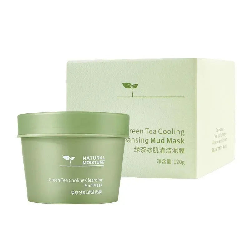 🍵❄️ Green Tea Ice Mud Mask – Cleansing, Oil Control & Blackhead Removal Face Mask with Applicator (120g)