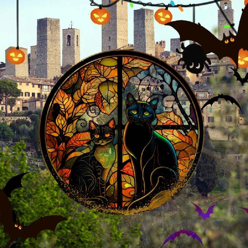 Scary Cat Halloween Window Sticker – Static Cling Décor