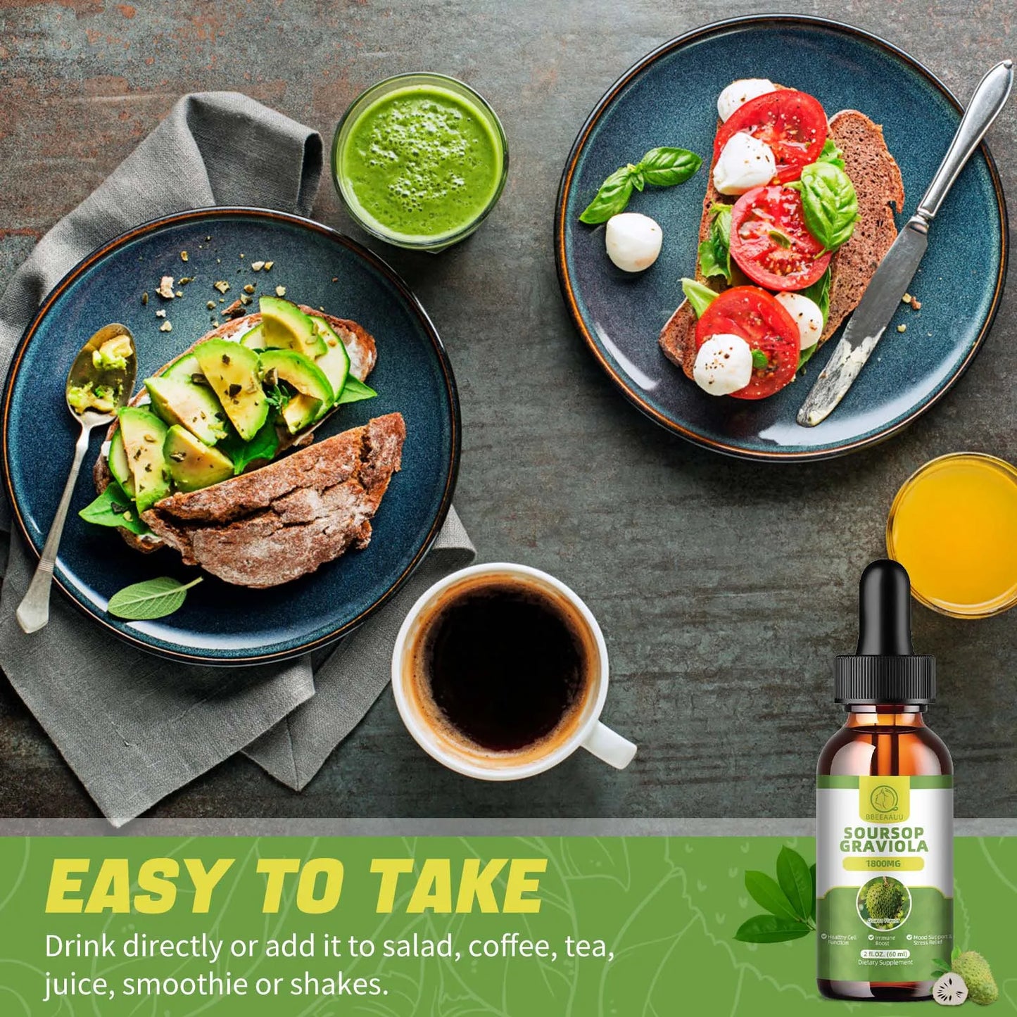 2 Fl. oz. Natural Soursop (Graviola) Extract Drops | Plant-Based Wellness Support | Antioxidant-Rich | Gluten-Free | 2 Fl. oz. Liquid Herbal Supplement 🌿