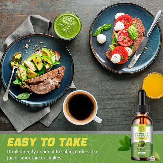 2 Fl. oz. Natural Soursop (Graviola) Extract Drops | Plant-Based Wellness Support | Antioxidant-Rich | Gluten-Free | 2 Fl. oz. Liquid Herbal Supplement 🌿