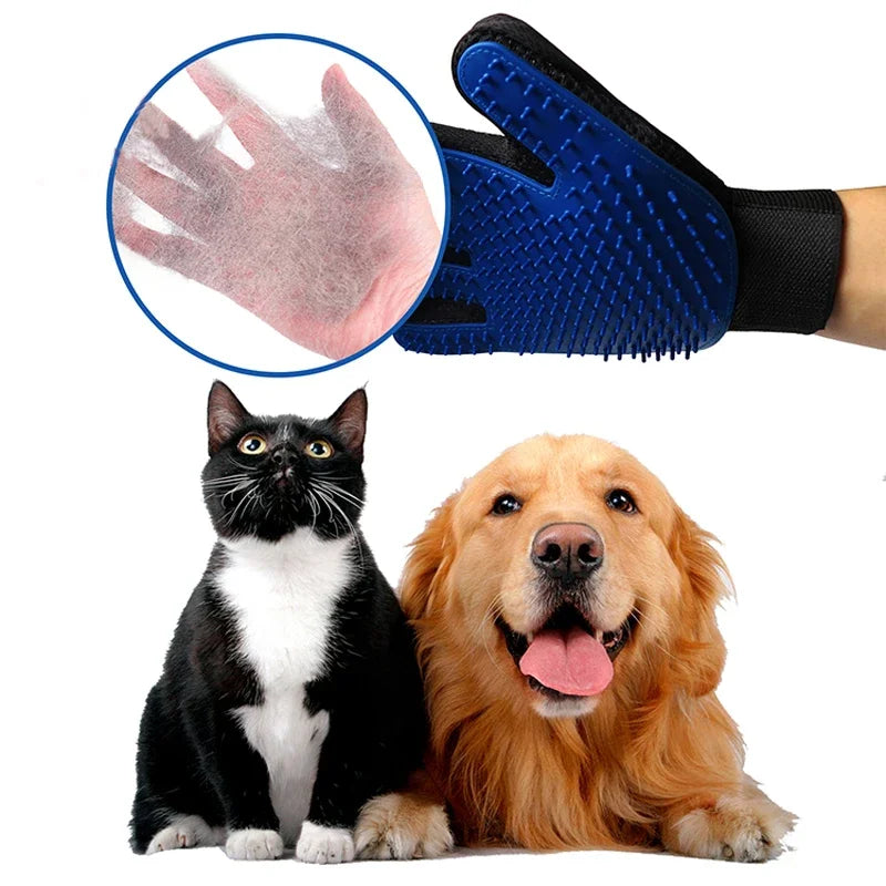 Silicone Pet Grooming Gloves – Hair Removal Brush for Dogs & Cats