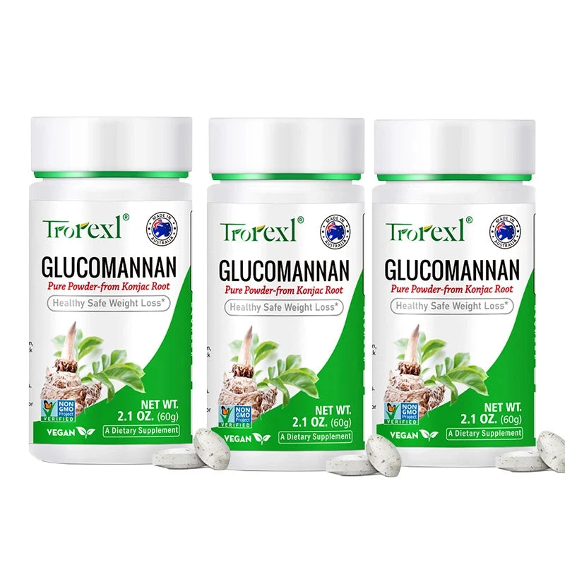 🌿💧 100PCS Glucomannan Powder – Vegan, Non-GMO, Gluten-Free Natural Weight Loss & Appetite Support