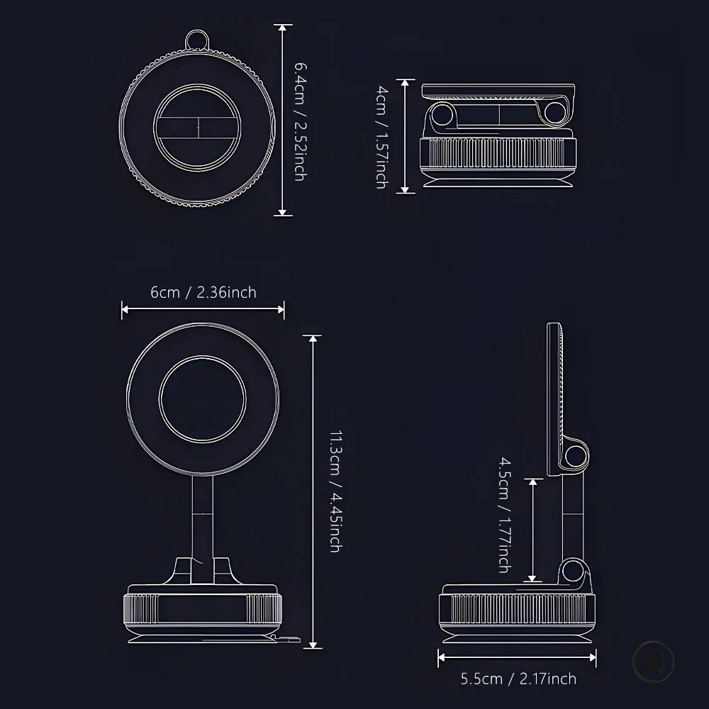 🧲🚗 Strong Magnetic Foldable Car Phone Holder – 360° Vacuum Mount